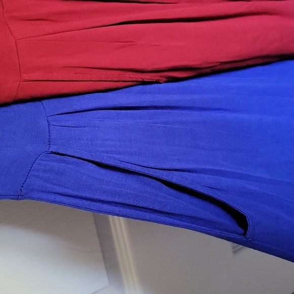 Lot of 2 Babydoll Short Sleeve Tshirt Dresses M Medium Blue Maroon Pockets - Picture 5 of 7